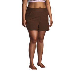 New Land’s End Plus size 5” swim shorts with panty 26W allspice brown color